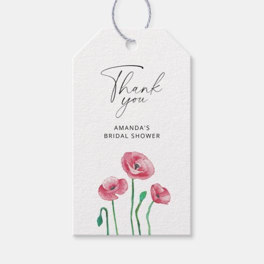 Bloemige bruidsdouche bedankkaartje cadeaulabel (Voorkant)