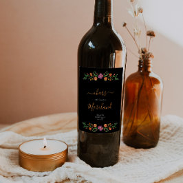 Bloemige Bruidsdouche op de Dag van de Doden Wijn Etiket