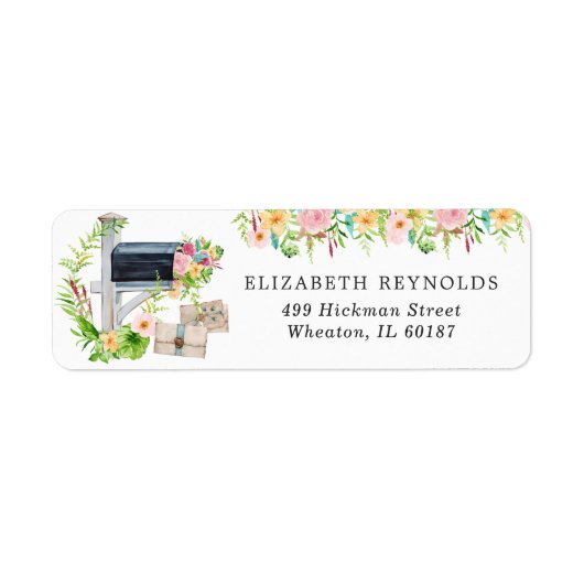 Bloemige Bruidsdouche per Post | Retouradres Etiket (Voorkant)