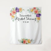 Bloemige Bruidsfeest Backdrop Fotohokje Wandkleed (Voorkant)