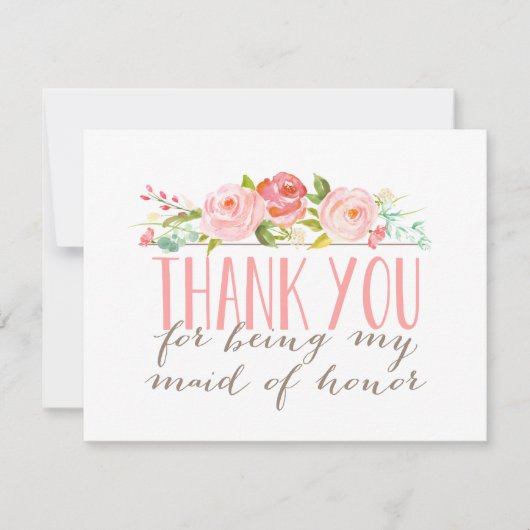 Bloemige bruidsmeisje bedankje bedankkaart (Voorkant)