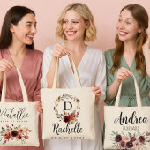 Bloemige bruidsmeisjedraagtas met gepersonaliseerd tote bag