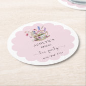 Bloemige Bruidsmeisjes Thee Feest Papieren Onderze Ronde Kartonnen Onderzetter (Gebogen)