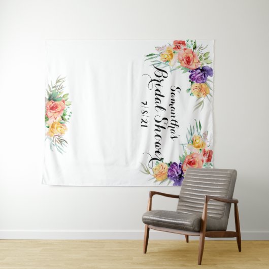 Bloemige Bruidsmeisjesfeest Achtergrond Fotohokje Wandkleed (In Situ (horizontaal))