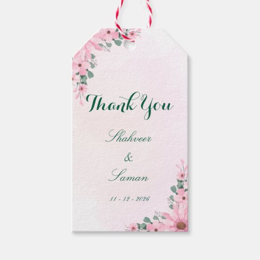 Bloemige bruiloft bedankt labels favor labels bewe cadeaulabel (Voorkant)