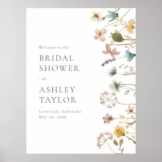 Bloemige Bruiloft Feest Welkomstbord Poster (Voorkant)