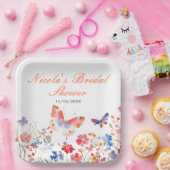 Bloemige bruiloftsfeest met zomervlinders papieren bordje (Feest)