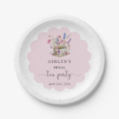 Bloemige Bruiloftsfeest Thee Party Papieren Borden Papieren Bordje (Voorkant)