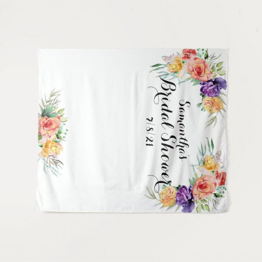 Bloemige Bruiloftsshower Achtergrond Fotohokje Wandkleed (Voorkant (horizontaal))