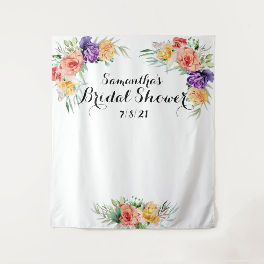 Bloemige Bruiloftsshower Achtergrond Fotohokje Wandkleed (Voorkant)
