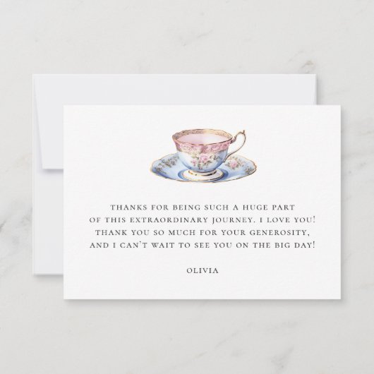 Bloemige Bruiloftsthee Bruiloftsfeest | Romantisch Bedankkaart (Achterkant)