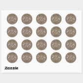 Bloemige bruine monogram ronde sticker (Vel)