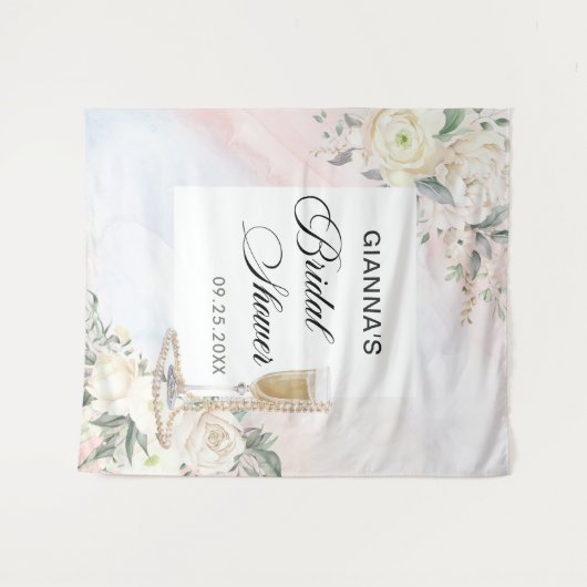 Bloemige Brunch En Bruisende Bruids-Shower Wandkleed (Voorkant (horizontaal))