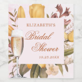 Bloemige Brunch En Bruisende Bruids-Shower Wijn Etiket (Enkel label)