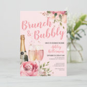 Bloemige Brunch En Bruisende Bruidsdouche Kaart (Staand voorkant)