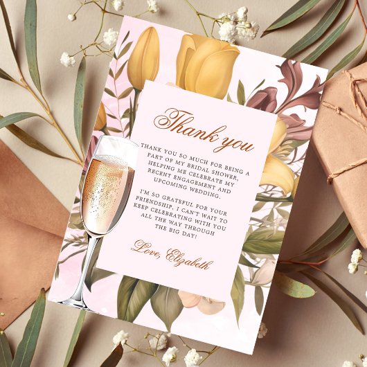 Bloemige Brunch En Bruisende Bruidsfeest Bedankkaart