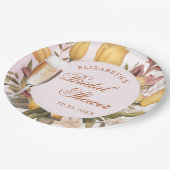 Bloemige Brunch En Bruisende Bruidsfeest Papieren Bordje (Gekanteld)