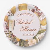 Bloemige Brunch En Bruisende Bruidsfeest Papieren Bordje (Voorkant)