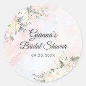 Bloemige Brunch En Bruisende Bruiloft Borrel Ronde Sticker (Voorkant)