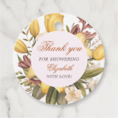 Bloemige Brunch En Bruisende Bruiloftsdouche Bedankjes Labels (Voorkant)