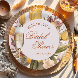 Bloemige brunch en bruisende bruiloftsshowers papieren bordje