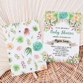 Bloemige Cactus Baby Shower Kaart