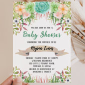 Bloemige Cactus Baby Shower Kaart
