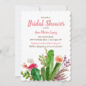 Bloemige Cactus Bruiloftsuitnodiging Kaart (Voorkant)