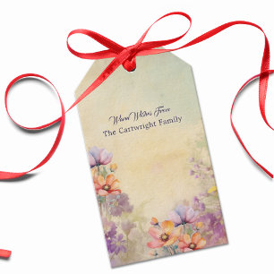 Bloemige cadeaubijlage Elegante aquarel kunst Cadeaulabel