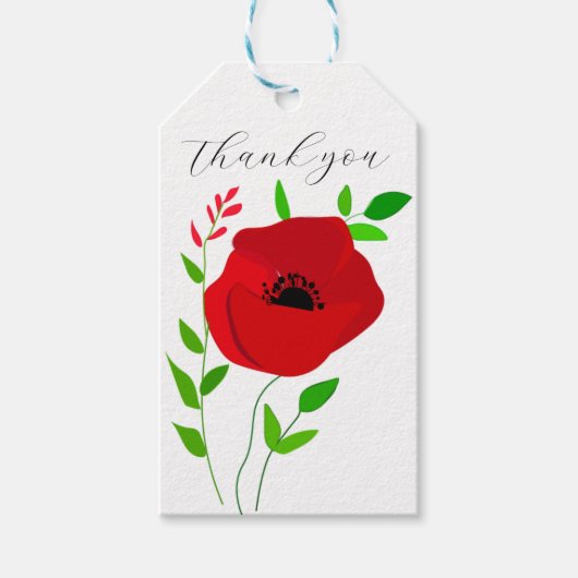 Bloemige cadeaubijsluiter met dankbetuiging cadeaulabel (Voorkant)