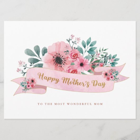 Bloemige Cake Topper Moederdag / Moederdagkaart Feestdagenkaart (Voorkant)