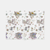 Bloemige Cape Uil Fleece Babydeken Deken (Voorkant (Horizontaal))