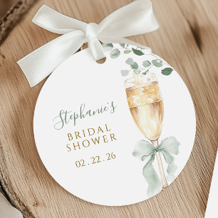 Bloemige champagne bruidsfeest etiquetten bedankjes labels