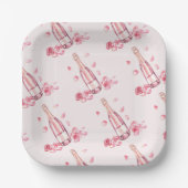 Bloemige Champagne | Bruidsontbijt Brunch Papieren Bordje (Voorkant)