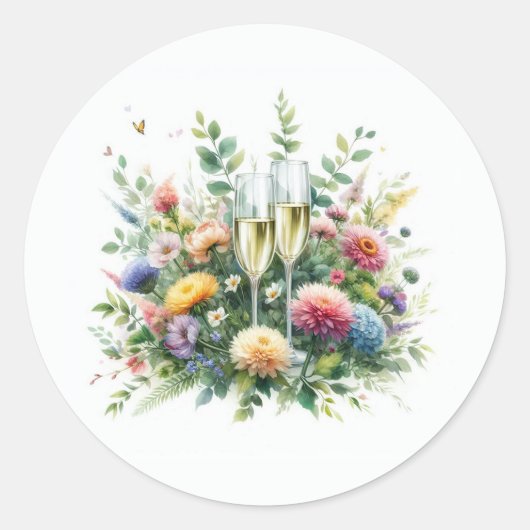 Bloemige Champagne Tuin Stickers (Voorkant)
