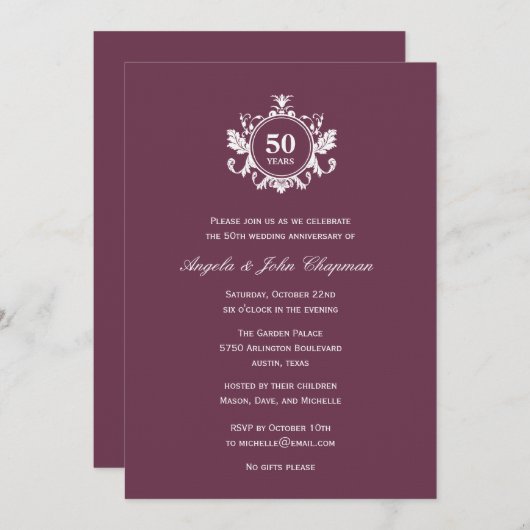 Bloemige Charme Verjaardags- of Jubileumuitnodigin Kaart (Voorkant / Achterkant)