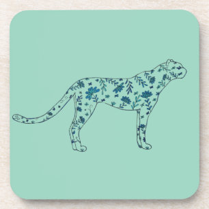 Bloemige cheeta bier onderzetter