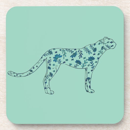 Bloemige cheeta bier onderzetter (Voorkant)