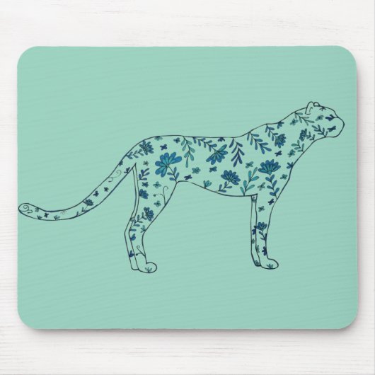 Bloemige cheeta muismat (Voorkant)