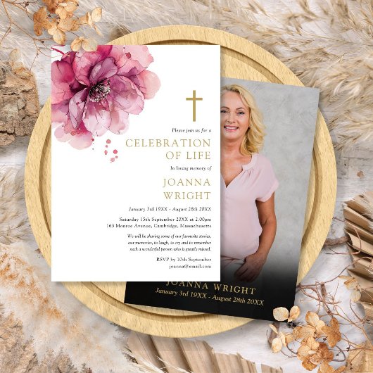 Bloemige Christelijke Viering Van Het Leven Funera Kaart