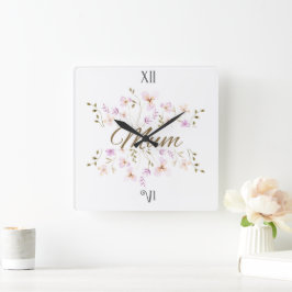Bloemige Chrysant, Moederdag- en Verjaardagscadeau Vierkante Klok