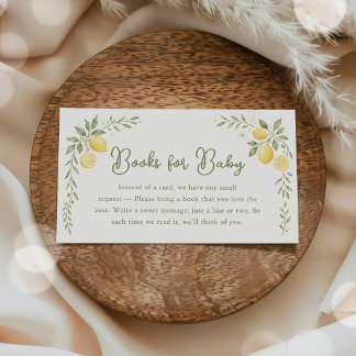 Bloemige Citroen Baby Shower Boeken voor Baby Informatiekaartje