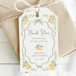 Bloemige Citroen Baby Shower Cadeaulabel