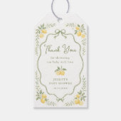 Bloemige Citroen Baby Shower Cadeaulabel (Voorkant)