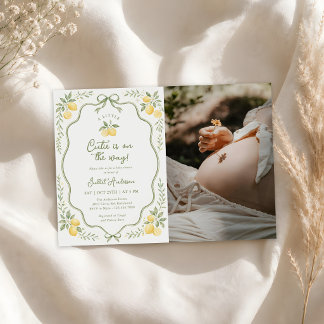 Bloemige Citroen Baby Shower Foto Kaart