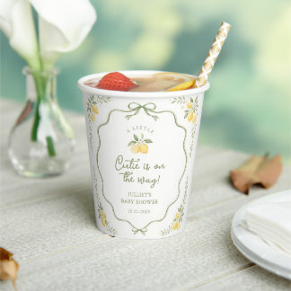 Bloemige Citroen Baby Shower Papieren Bekers