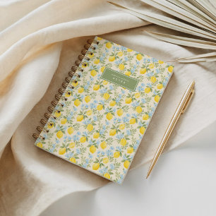 Bloemige Citroen Geel, Groen & Blauwe Amalfi Notitieboek