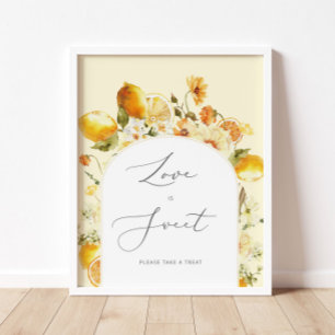 Bloemige citroen Liefde is zoete Poster