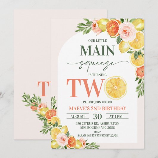 Bloemige Citroen Sinaasappel Onze Hoofdpers 2e Ver Kaart (Voorkant / Achterkant)