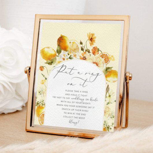 Bloemige citroen 'trouw niet' bruidsfeest poster